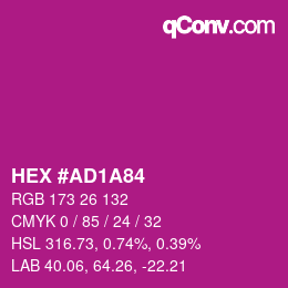 Código de color: HEX #AD1A84 | qconv.com