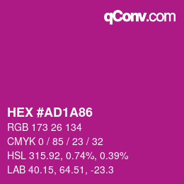 颜色代码: HEX #AD1A86 | qconv.com