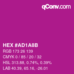 颜色代码: HEX #AD1A8B | qconv.com
