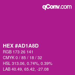 颜色代码: HEX #AD1A8D | qconv.com