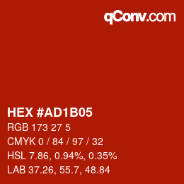 Color code: HEX #AD1B05 | qconv.com