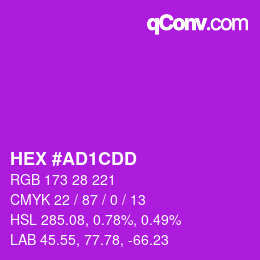 Color code: HEX #AD1CDD | qconv.com