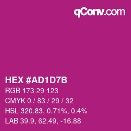 カラーコード: HEX #AD1D7B | qconv.com