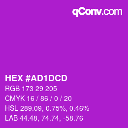 Color code: HEX #AD1DCD | qconv.com