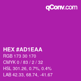 カラーコード: HEX #AD1EAA | qconv.com