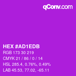 カラーコード: HEX #AD1EDB | qconv.com