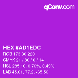 颜色代码: HEX #AD1EDC | qconv.com