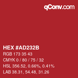 Color code: HEX #AD232B | qconv.com