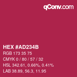 カラーコード: HEX #AD234B | qconv.com