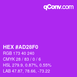 Color code: HEX #AD28F0 | qconv.com