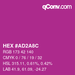 颜色代码: HEX #AD2A8C | qconv.com