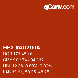 Farbcode: HEX #AD2D0A | qconv.com