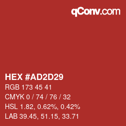 Color code: HEX #AD2D29 | qconv.com