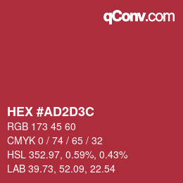 カラーコード: HEX #AD2D3C | qconv.com