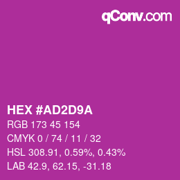 Color code: HEX #AD2D9A | qconv.com