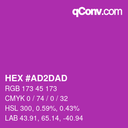 Color code: HEX #AD2DAD | qconv.com