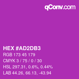颜色代码: HEX #AD2DB3 | qconv.com