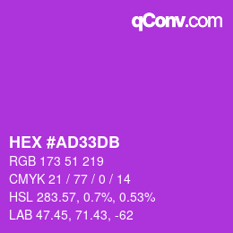 颜色代码: HEX #AD33DB | qconv.com