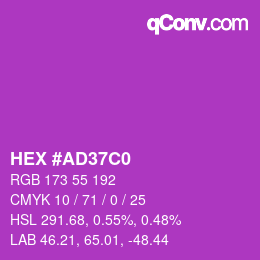 カラーコード: HEX #AD37C0 | qconv.com