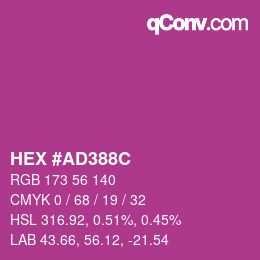 颜色代码: HEX #AD388C | qconv.com