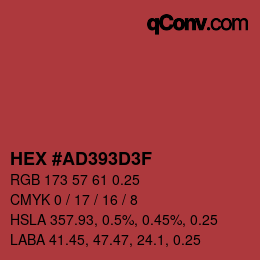 Code couleur: HEX #AD393D3F | qconv.com