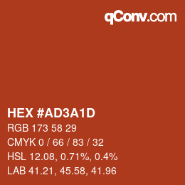 カラーコード: HEX #AD3A1D | qconv.com