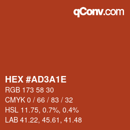 Color code: HEX #AD3A1E | qconv.com