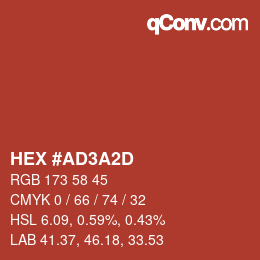 Color code: HEX #AD3A2D | qconv.com