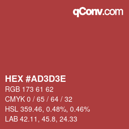 カラーコード: HEX #AD3D3E | qconv.com