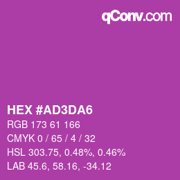 颜色代码: HEX #AD3DA6 | qconv.com