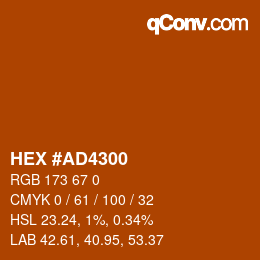 Color code: HEX #AD4300 | qconv.com