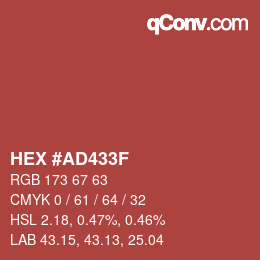 Color code: HEX #AD433F | qconv.com