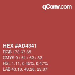 カラーコード: HEX #AD4341 | qconv.com
