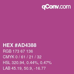 颜色代码: HEX #AD4388 | qconv.com