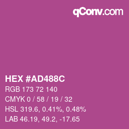 Farbcode: HEX #AD488C | qconv.com