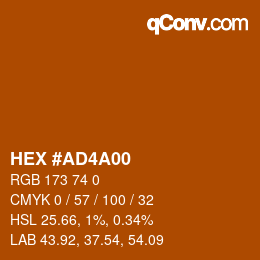 Code couleur: HEX #AD4A00 | qconv.com
