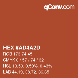 Color code: HEX #AD4A2D | qconv.com