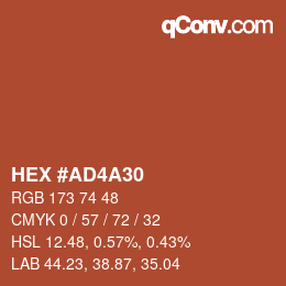 カラーコード: HEX #AD4A30 | qconv.com
