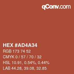 Farbcode: HEX #AD4A34 | qconv.com
