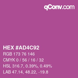 カラーコード: HEX #AD4C92 | qconv.com