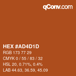 カラーコード: HEX #AD4D1D | qconv.com