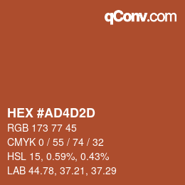 颜色代码: HEX #AD4D2D | qconv.com