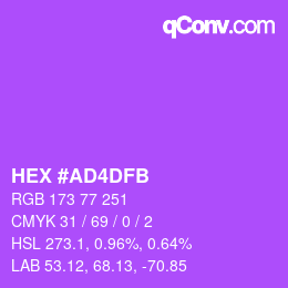 颜色代码: HEX #AD4DFB | qconv.com