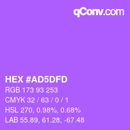 Farbcode: HEX #AD5DFD | qconv.com