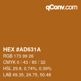 颜色代码: HEX #AD631A | qconv.com