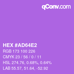 カラーコード: HEX #AD64E2 | qconv.com