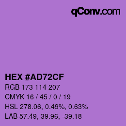 Farbcode: HEX #AD72CF | qconv.com