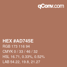 Farbcode: HEX #AD745E | qconv.com