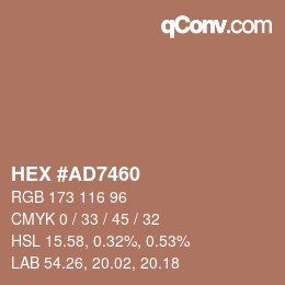 カラーコード: HEX #AD7460 | qconv.com