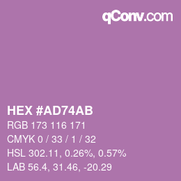 Color code: HEX #AD74AB | qconv.com